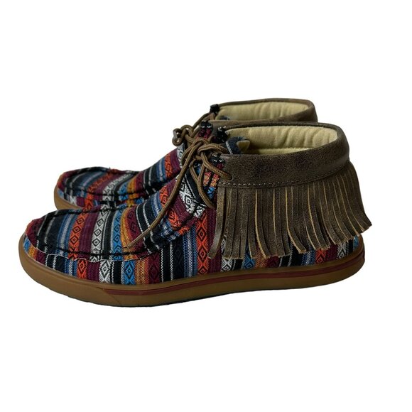 Twisted X Women's Serape Fringe Moccasins Size 6.5M Multicolor Southwestern Boho - Picture 2 of 9